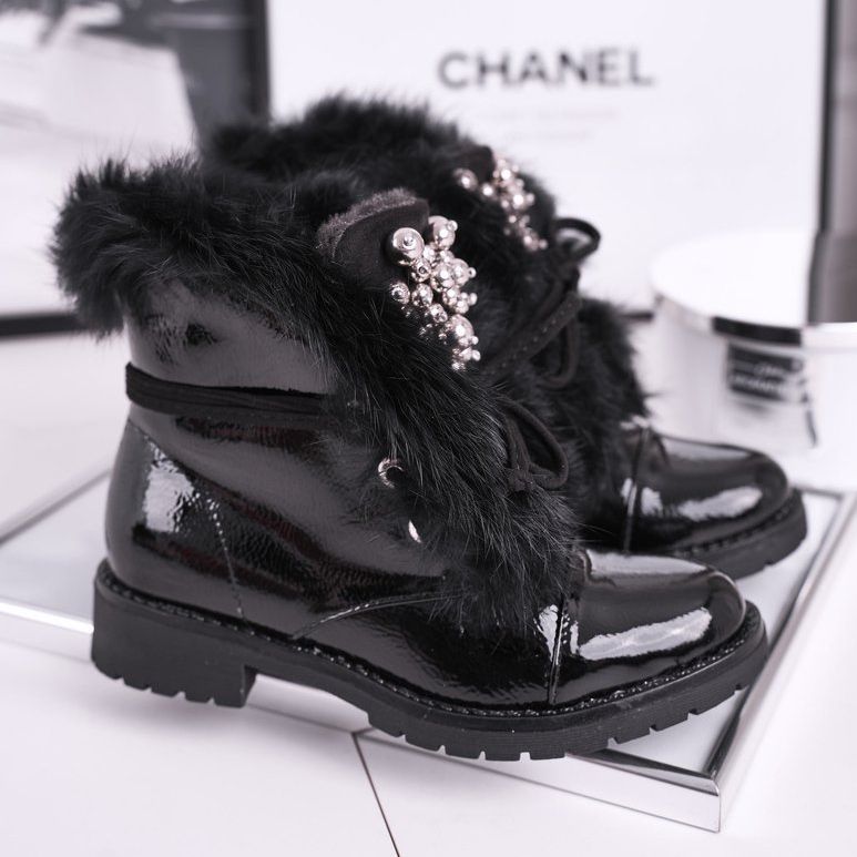 MSMG Barnstövlar Varmlackerade Svarta Ella 1