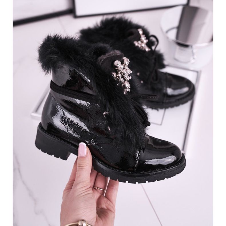 MSMG Barnstövlar Varmlackerade Svarta Ella 2