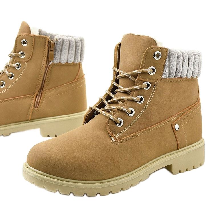 Brunstane kamel snörade stövlar mångfärgad 1