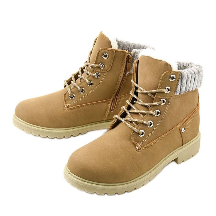 Brunstane kamel snörade stövlar mångfärgad 2