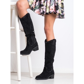 Small Swan Cowboy stövlar med prydnader svart 1