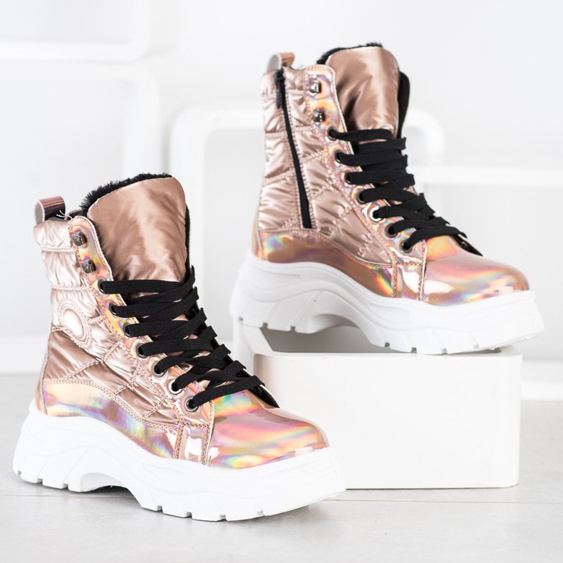 SHELOVET Fashion Quiltade Trappers gyllene 1