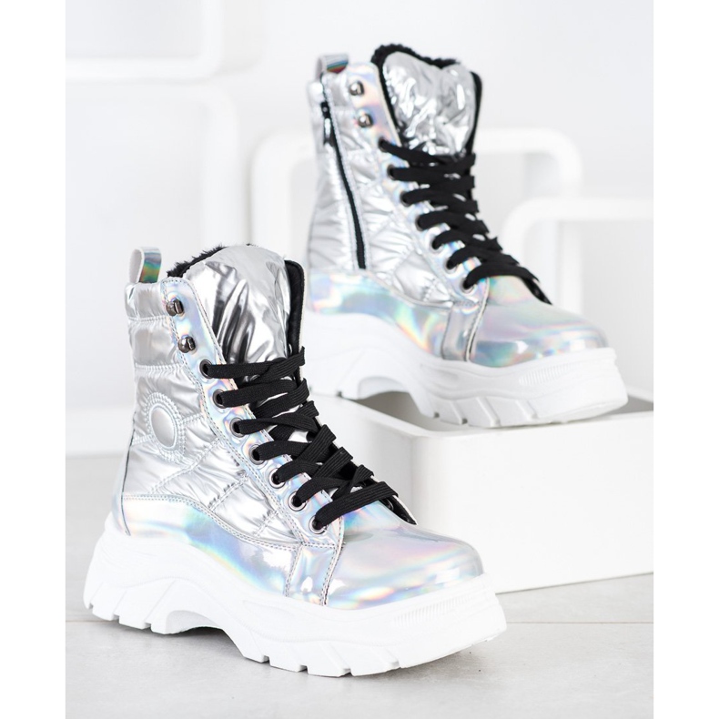 SHELOVET Fashion Quiltade Trappers silver- 1