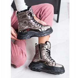 SHELOVET Fashion Quiltade Trappers grå 1