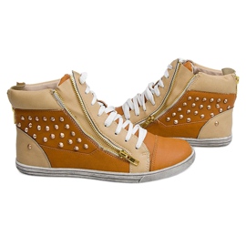 Höga sneakers med dubbar Y299 Camel beige brun 1