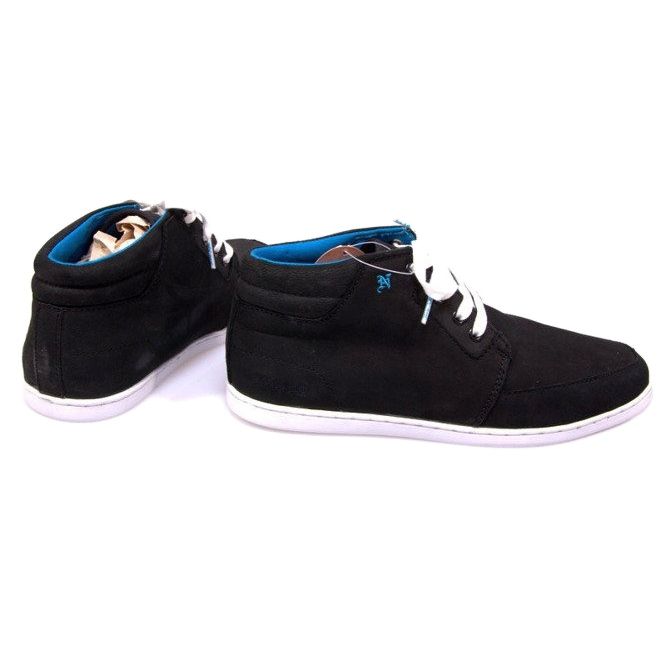 Höga lädersneakers i svart vit 1