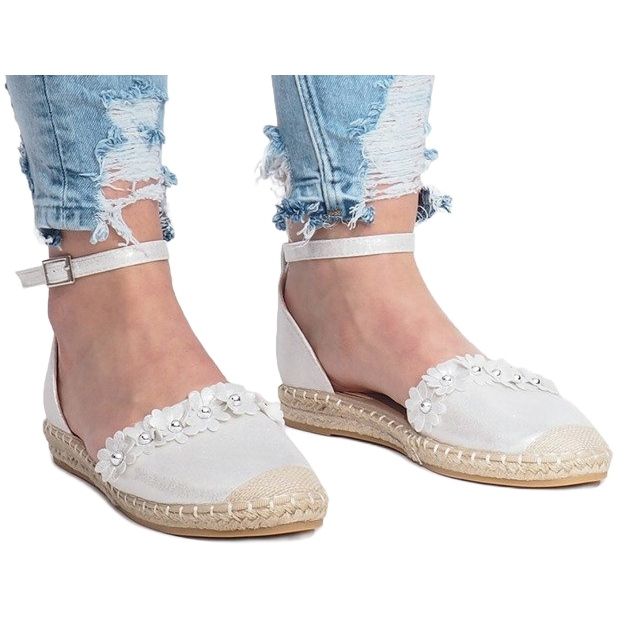 Silver espadriller med blommor LL6271 silver- 1