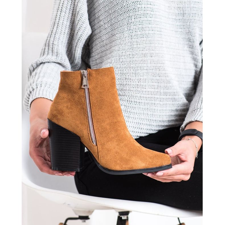 Marquiz Varma stövlar med dekorativ dragkedja beige gul 1