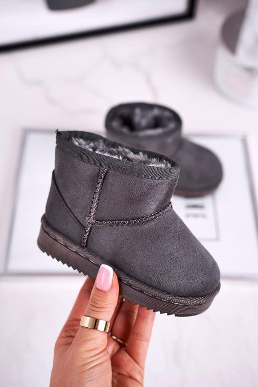 Varma barn ungdoms snöskor Grå Gooby 1