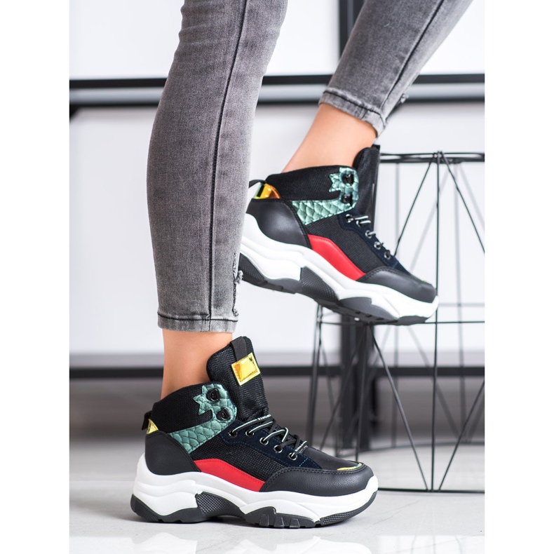 SHELOVET Färgglada sneakers svart mångfärgad 2