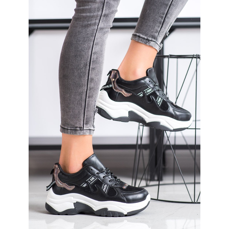 SHELOVET Bekväma Eco Leather Sneakers svart 1