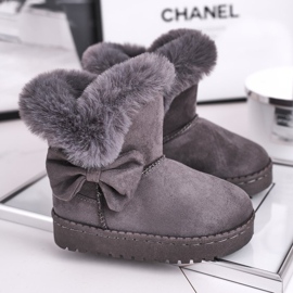 FRROCK Grå Vella snöskor för barn med pälsbåge 1