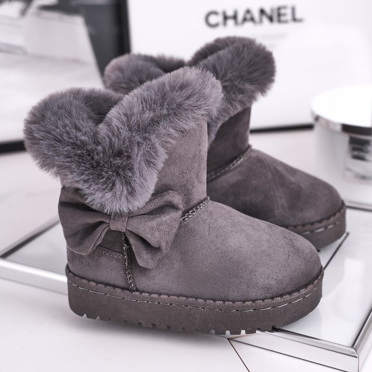 FRROCK Grå Vella snöskor för barn med pälsbåge 1