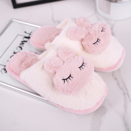 Dampäls tofflor, pälsvita och rosa kanin 1