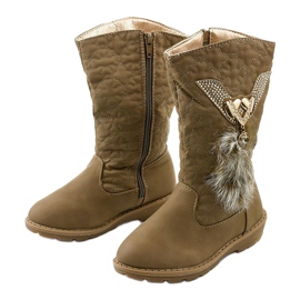 Eilris barnisolerade stövlar för tjejer beige kaki 2