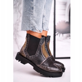 Kvinnors läder Jodhpur-stövlar Maciejka Grå 04634-03 beige brun 2