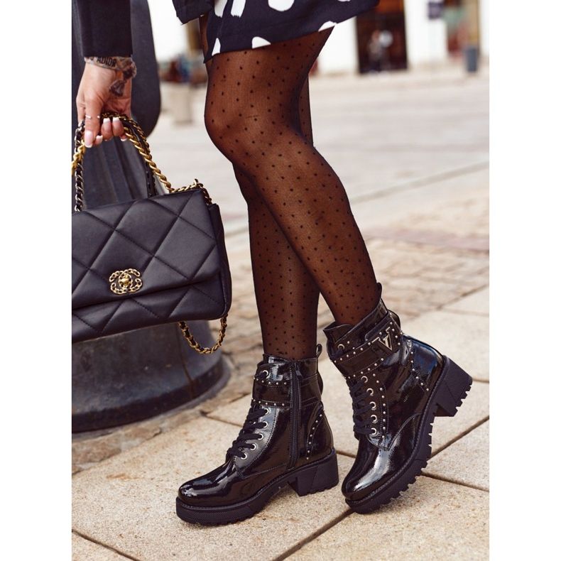 Svartlackerade Valeria stövlar för kvinnor 2