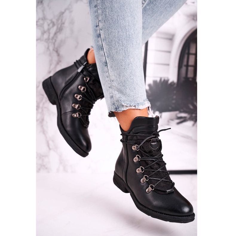 Kvinnors svarta varma stövlar med Cubic Zirconia Gisele 2