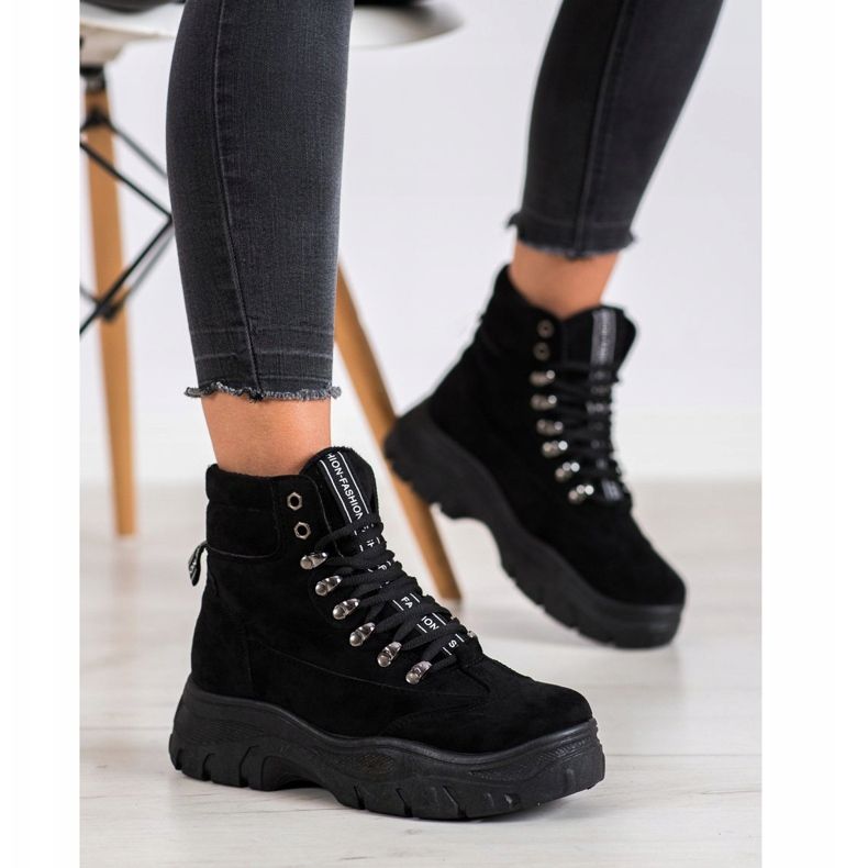 SHELOVET Black Fashion Trappers svart 1