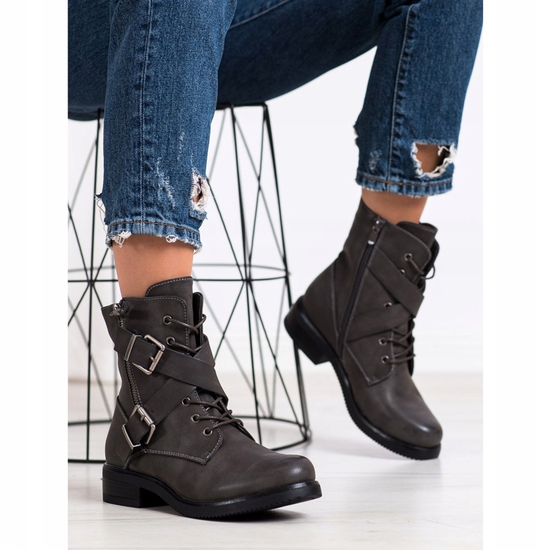 Kayla Klassiska arbetare med spännen grå 1