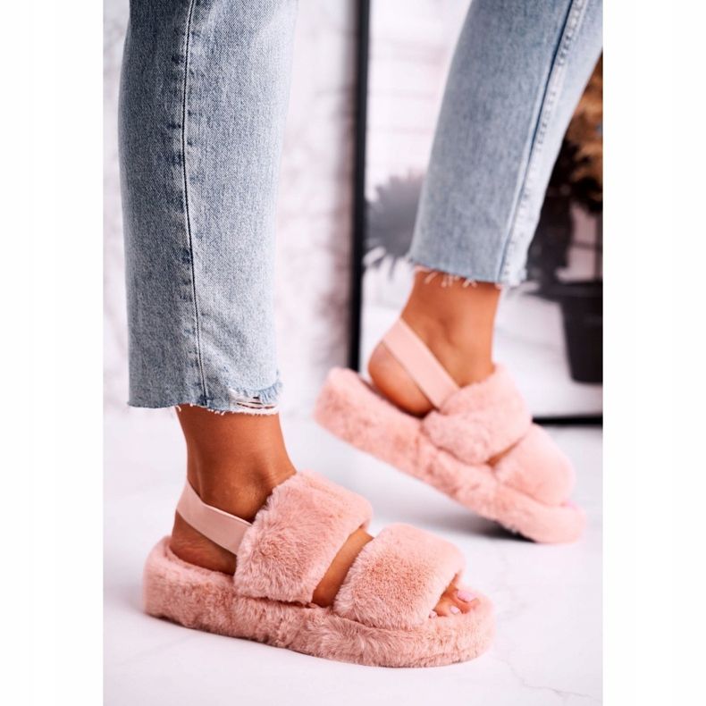 FJ1 Dam tofflor på plattformen Pälsorange bomullsgodis 1