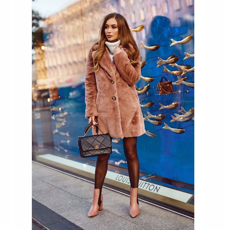 FG1 Kvinnors stövlar på en häl Rosa bra vibbar 1