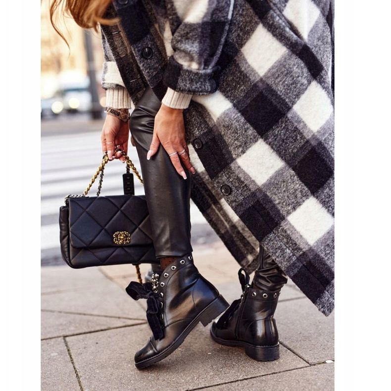 MSMG Damskor med metallpärlor Varmt Perla -band svart 2