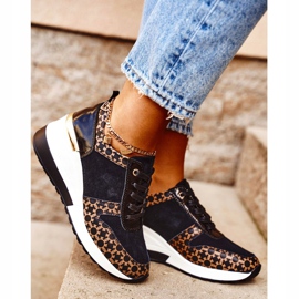 S.Barski Kvinnors sportskor Sneakers Svart Vit Metronus beige gyllene 2