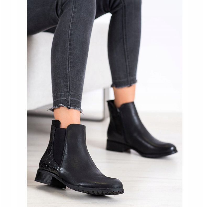 Kayla Casual Snake Print stövlar svart 1