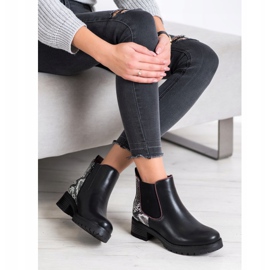 SHELOVET Bekväma Snake Print stövlar vit svart 1