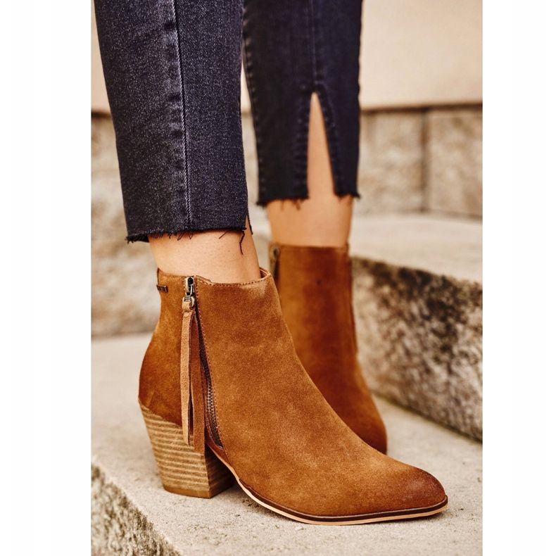 Big Star Suede stövlar GG274364 kamel brun 2