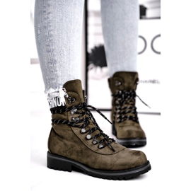 Evento Kvinnors timmerstövlar Höga Khaki 9BT35-1331 Dk.Grön svart 1