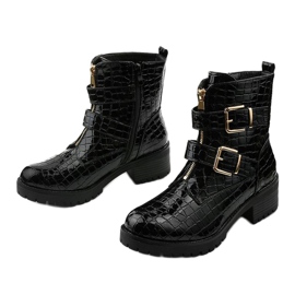 Svarta plattisolerade, lackerade Lineley -stövlar 2