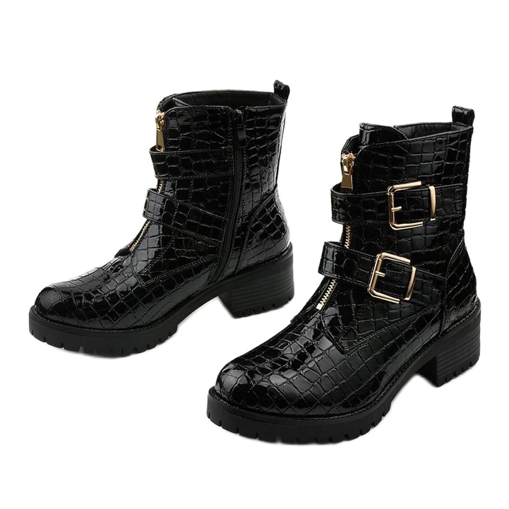 Svarta plattisolerade, lackerade Lineley -stövlar 2