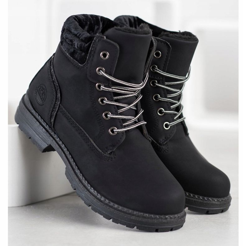 SHELOVET Vandringskängor med velouröverdel svart 1