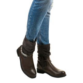 Gråa platta stövlar med Petgell -dragkedja 1