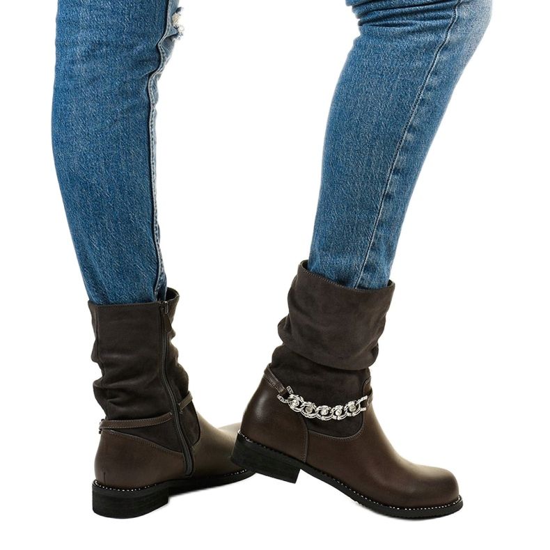 Gråa platta stövlar med Petgell -dragkedja 2