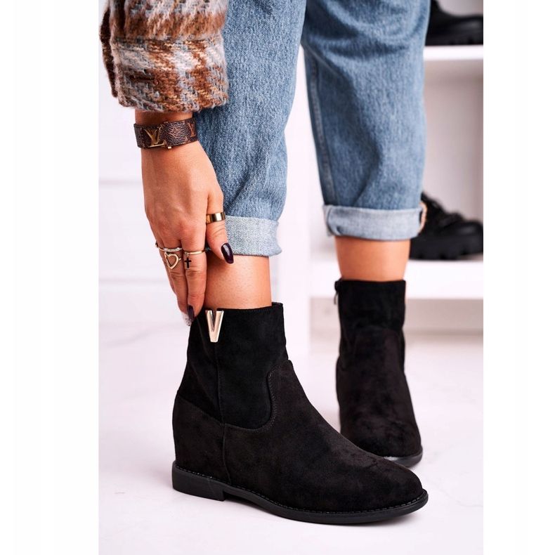 FG1 Dam Ankelstövlar Mocka Svart Vanya 1