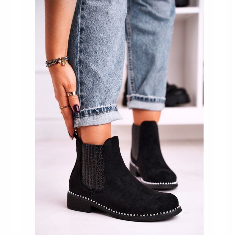 Damstövlar Jodhpur -stövlar Mocka Svart Meagan 1