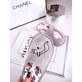 Barnens grå Unicorn tofflor med enhörning 2