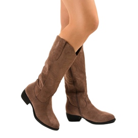 Evelralla cowboystövlar i kaki mocka grön 1