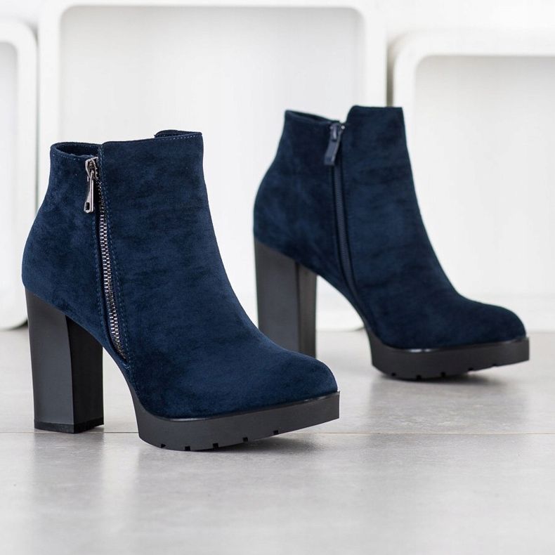 Small Swan Högklackade stövlar marinblå 1