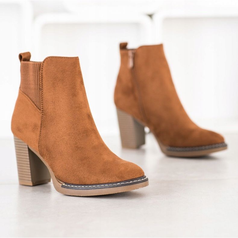 Super Mode Kamel stövlar på ett inlägg brun gul 1