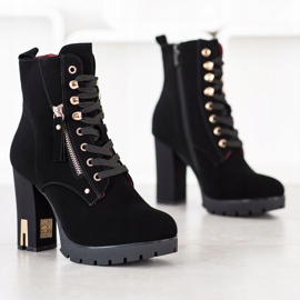 Super Mode Trendiga högklackade stövlar svart 1