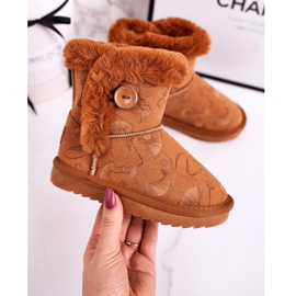 Apawwa Barns snöskor med päls och knappbrun Kawai 1