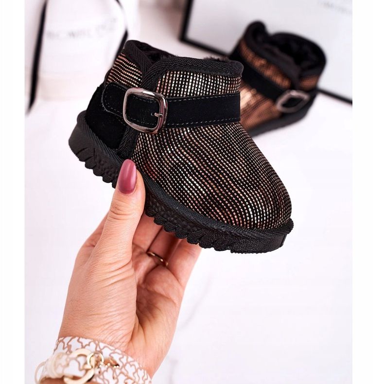 Maiqi Barns snöskor med päls guld svart drömmande gyllene 1