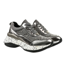 Grå sneakers gjorda av eko-läder-mocka Quijor 2