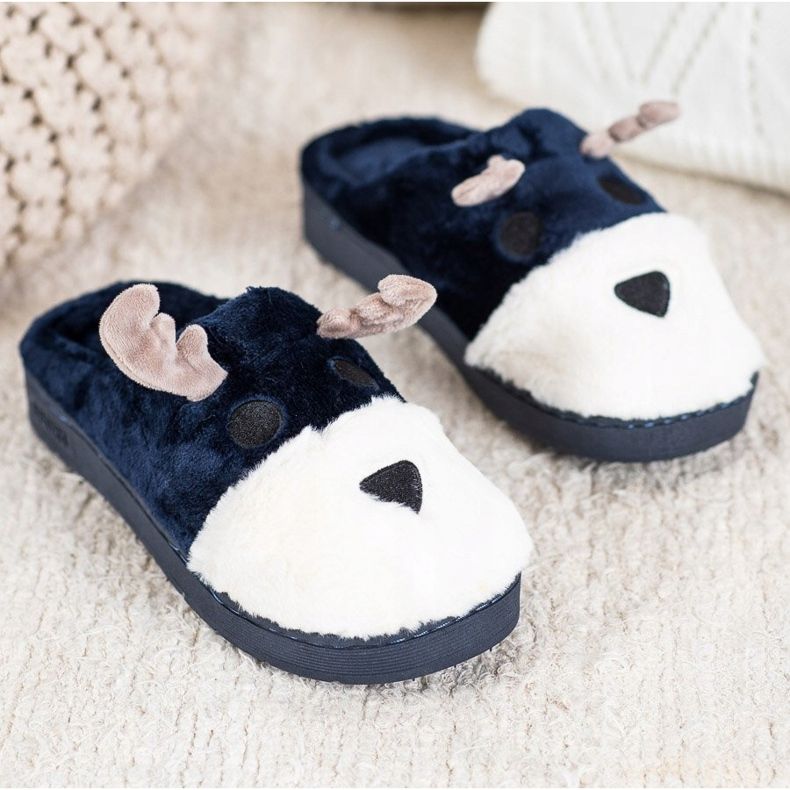 Bona Ren tofflor beige vit marinblå 1