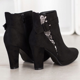 SHELOVET Snake Print högklackade stövlar svart grå 1