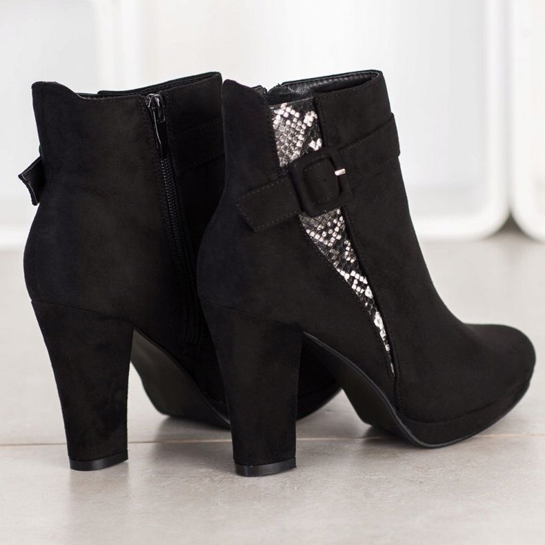 SHELOVET Snake Print högklackade stövlar svart grå 1